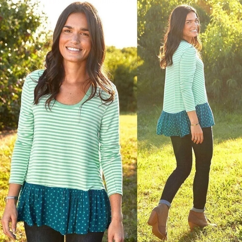 Matilda Jane Wonderment Talk Tomorrow Top Size Small Striped Polka Dot Jersey